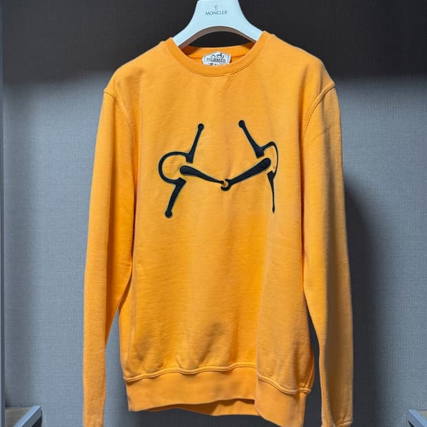 에르메스 그래픽 프린트 크루 넥 풀오버 맨투맨 옐로우 L 