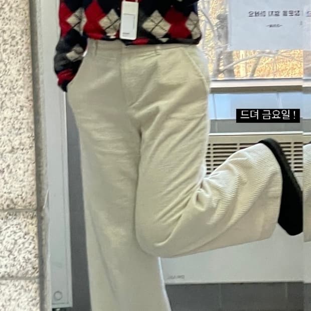아이보리 스웨이드 와이드핏 팬츠