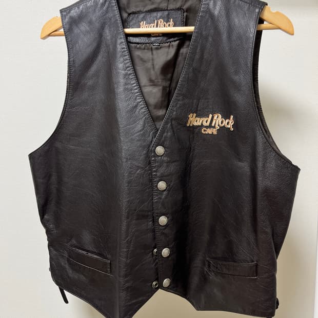 Hard Rock Cafe 가죽 조끼 하드락카페