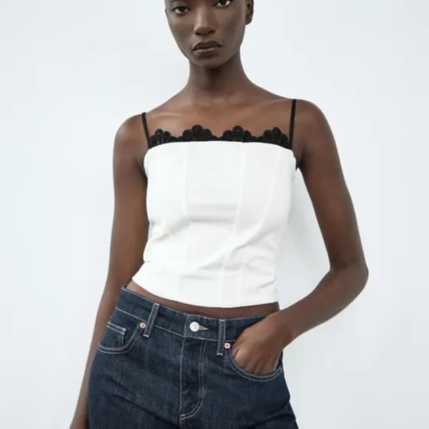 자라 레이스 트리밍 코르셋 탑 S