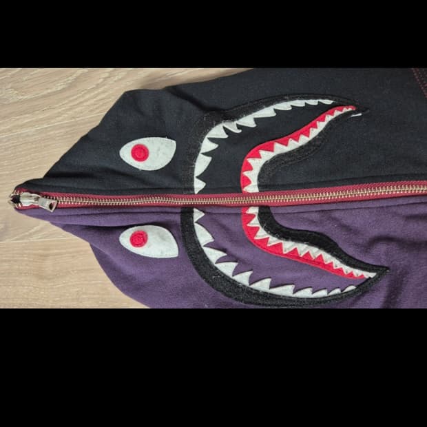 bape xs 155 더블 샤크 후드 티