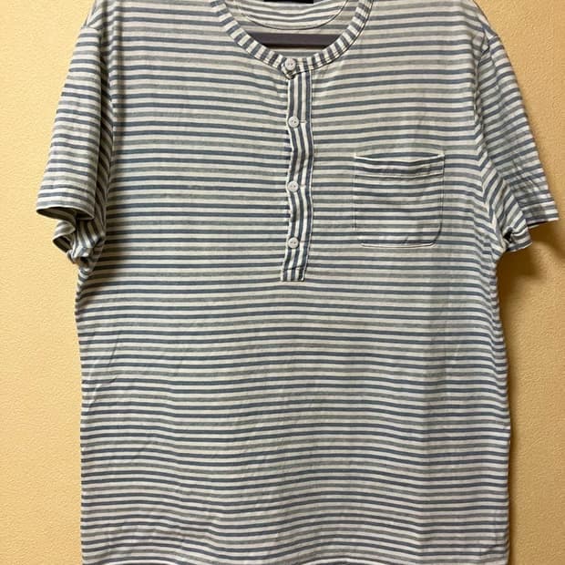 RRL 스트라이프 헨리넥 반팔티