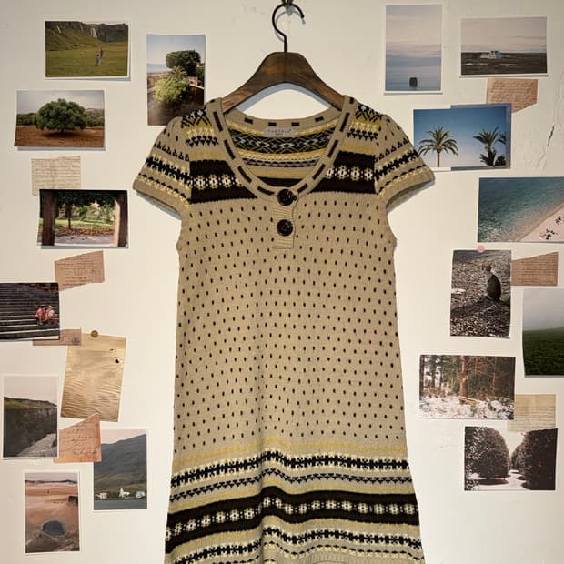 노르딕 니트 반팔 원피스