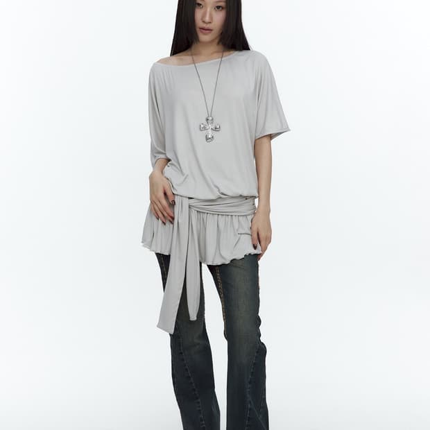 ROUGNECK Waist Tie Dress