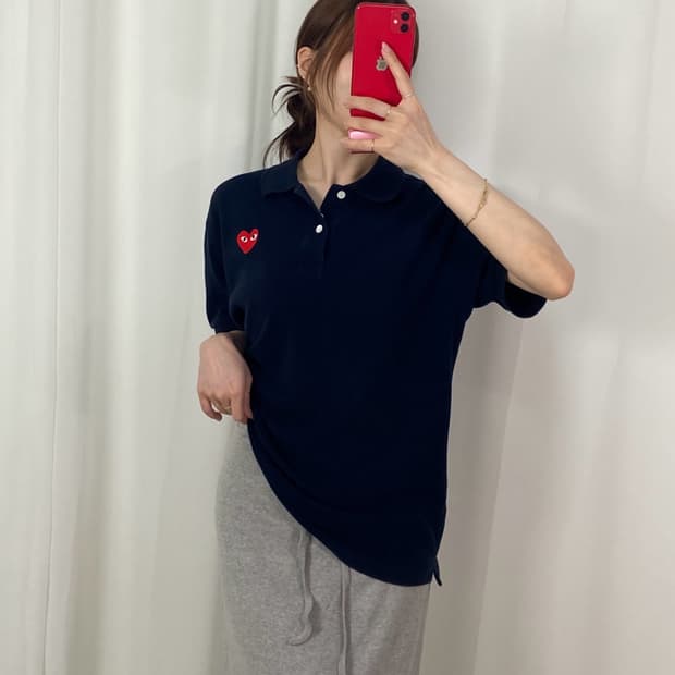 꼼데가르송 네이비 레드와펜 pk