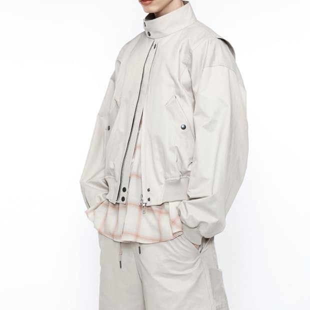 알렌느 레이어드 해링턴 블루종 크림 베이지 2사이즈