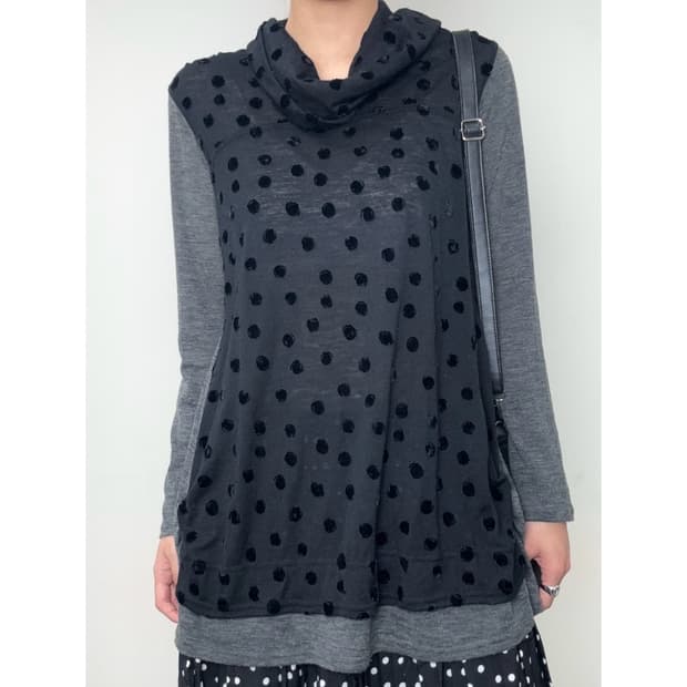 빈티지 도트 이너 롱슬리브