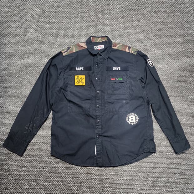 에이프 블랙 밀리터리 셔츠 L사이즈