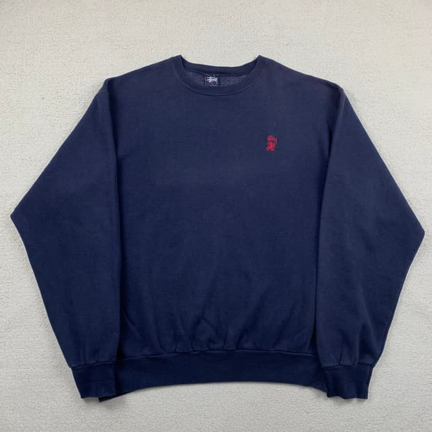 90s made in usa 스투시 자수로고 맨투맨 네이비