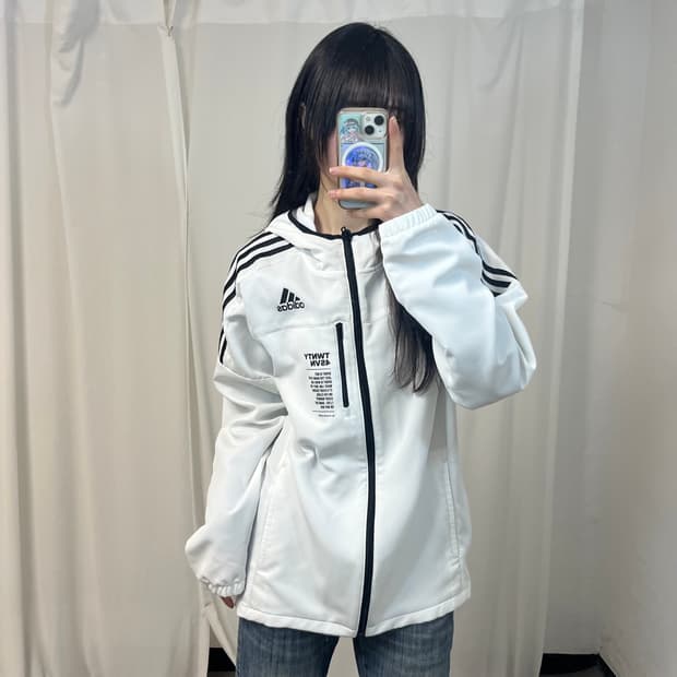 Adidas white windbreaker