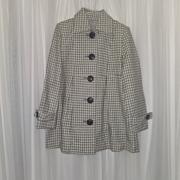 빈티지 밀크라떼 하운드체크 울 코트 원피스 니혼진 공겜여주 히메갸루 모리