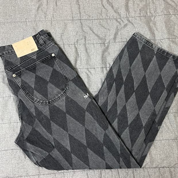 노매뉴얼 체커보드 블랙 데님