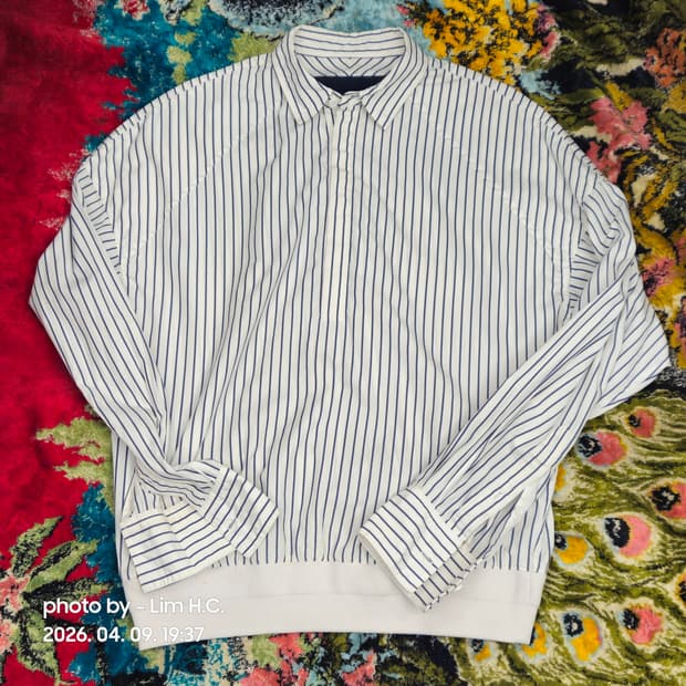 Junnj 준지 스트라이프 반 셔츠 L