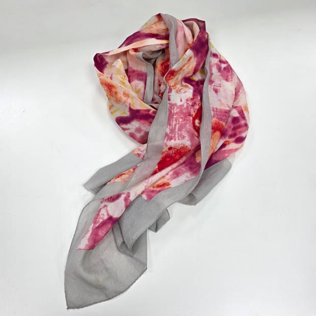 빈티지)나염st 모리걸 y2k 로맨틱 플로럴 실크 스카프머플러