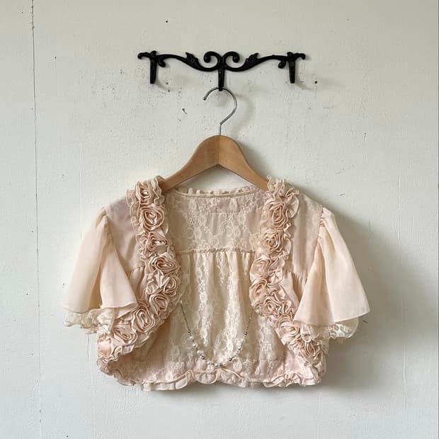 Japan vtg 베이지 쉬폰 가디건