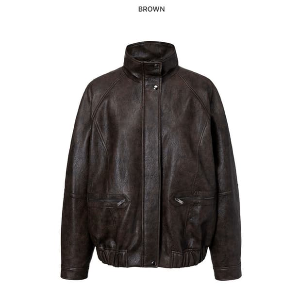 윈터 레이브 가죽자켓 브라운
