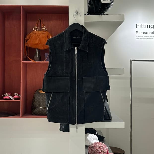 다미르 도마 블랙 데님 13fw 모터 크랙 베스트 자켓 