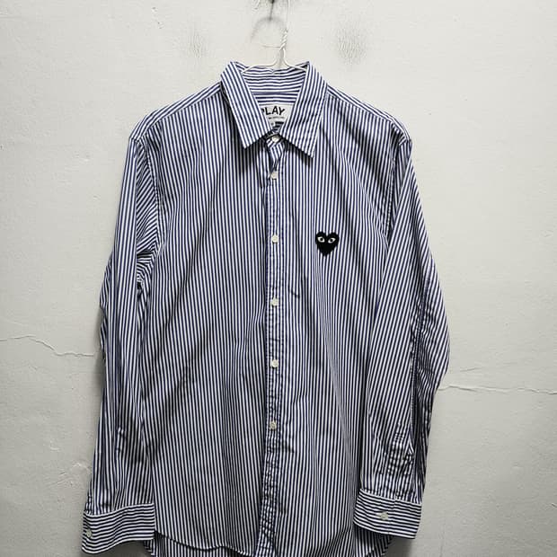 꼼데가르송 PLAY 블랙하트 스트라이프 셔츠 m