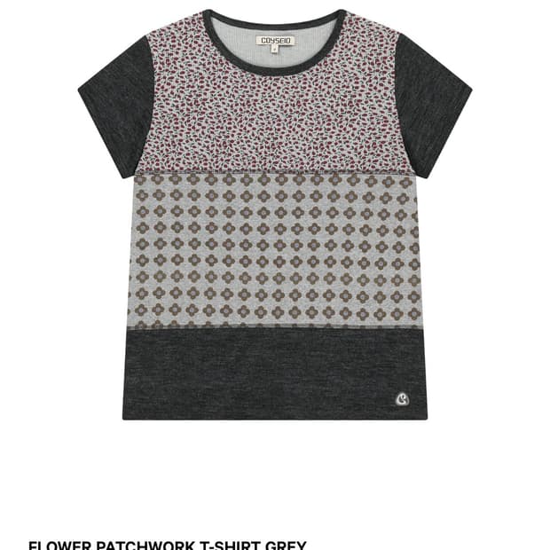 COYSEIO FLOWER PATCHWORK T-SHIRT GREY