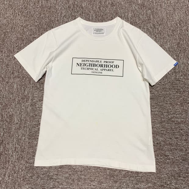 S) 네이버후드 박스로고 라운드넥 반팔 티셔츠