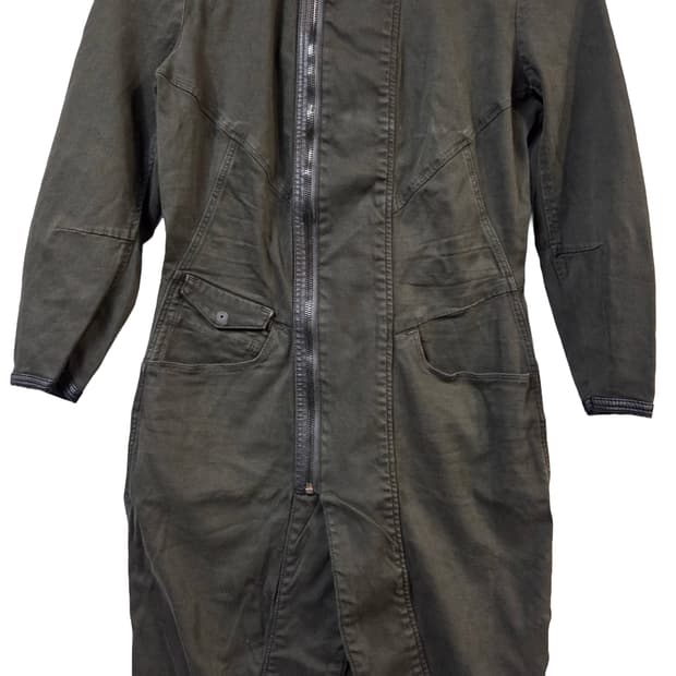 G-STAR카키색 롱 야상 점퍼 스타일 스커트(S)스판