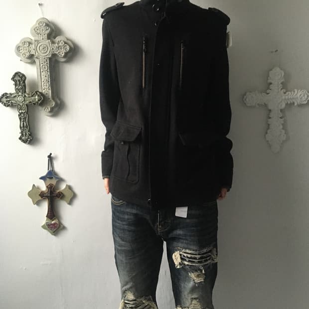 High neck woolen jacket