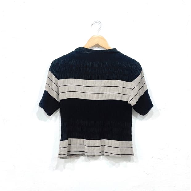 [cokett] pleats mixed fabric top