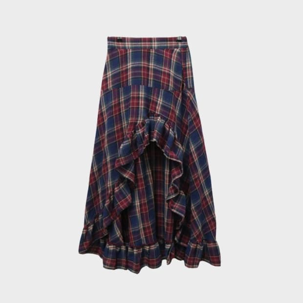 지알엘 체크 언발 프릴 롱 스커트 63607