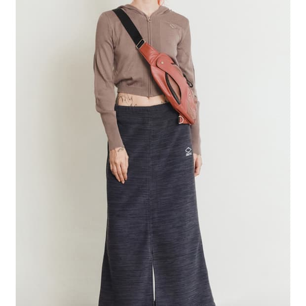 [미스치프] 플리스 롱스커트 치마 - 차콜블루 S