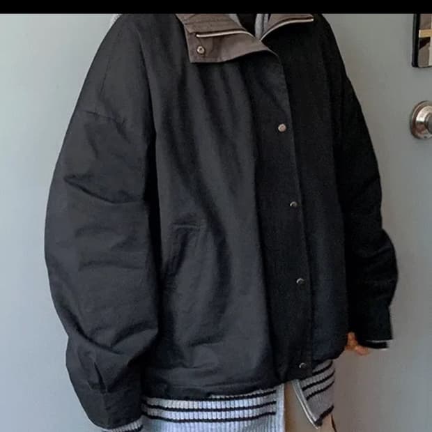 바온 텐닛 투웨이 배색 야상 자켓 네이비