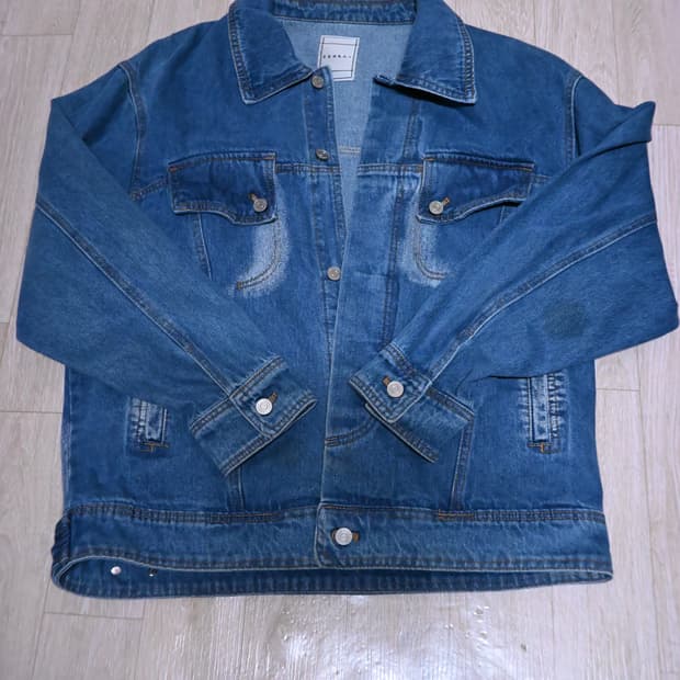 젠사이 포켓 워싱 데님 점퍼 블루