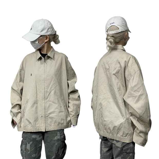 폴로 베이지 오버핏 블루종 자켓 105
