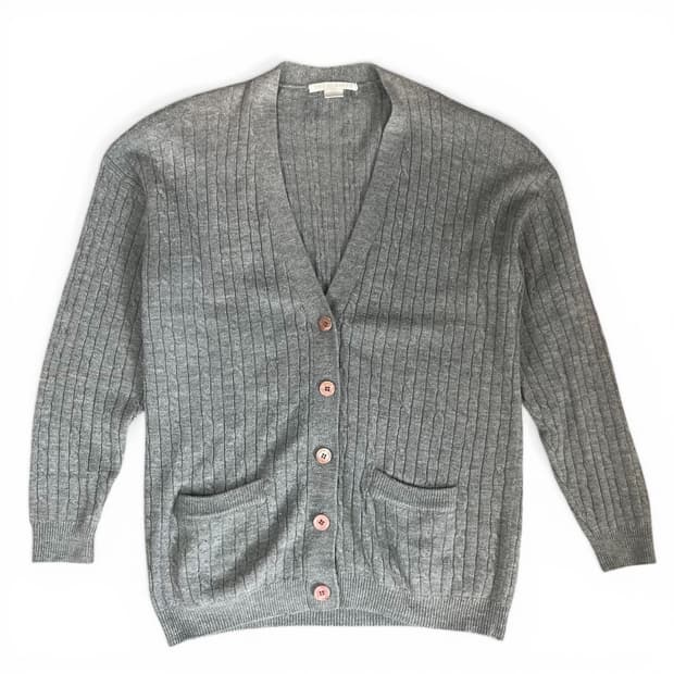 그레이 포켓 케이블 니트 가디건 M