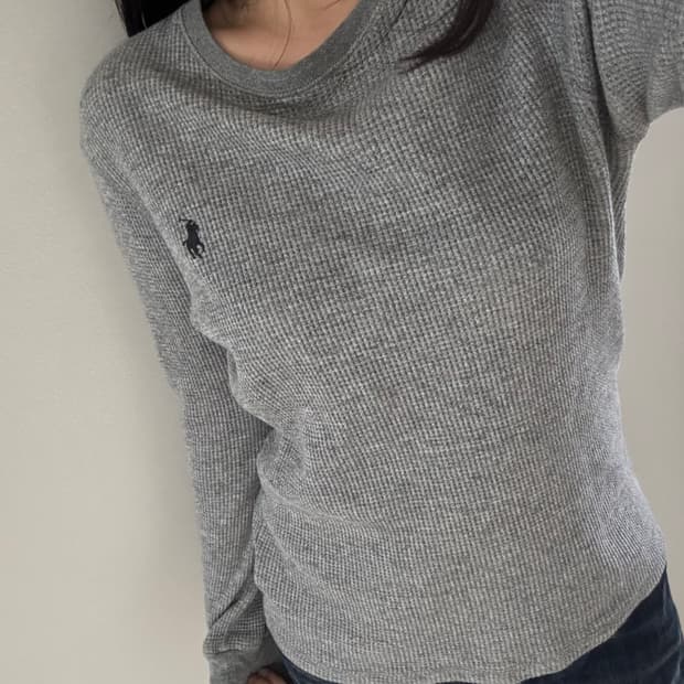 폴로 회색 와플 롱슬리브