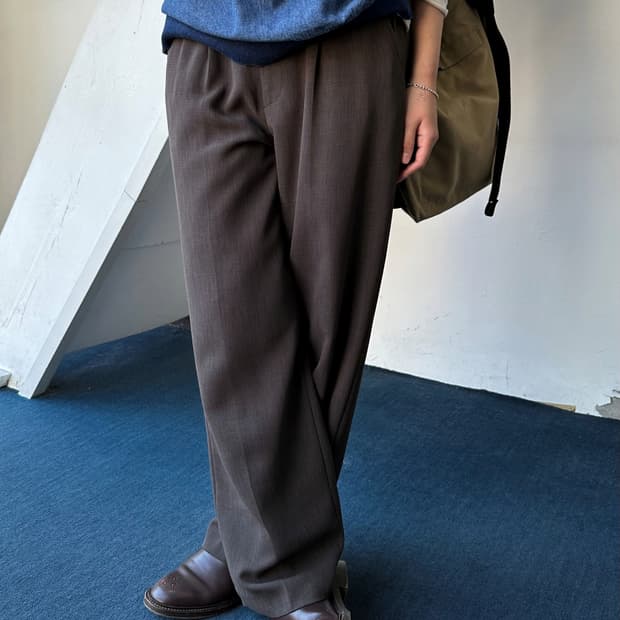  2 pleats high gauge poly trousers