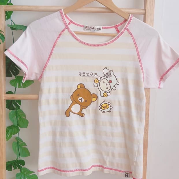 일본빈티지 산엑스 리락쿠마 반팔 티셔츠 몽글빈티지엣팃시진리모리노가토