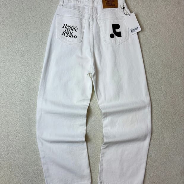 레스트앤레크레이션 RR 와이드 진스 화이트 데님 팬츠 PN5971