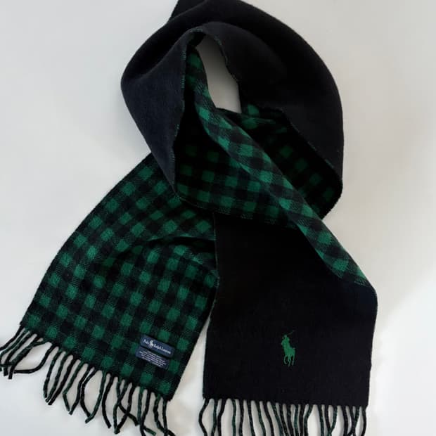 Polo 폴로 랄프로렌 빅포니 자수 블랙-그린컬러 리버시블 머플러