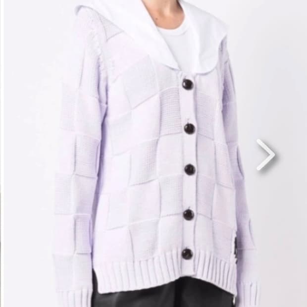 XS 22SS 가니 스마일로고 체커보드 가디건 니트 스웨터