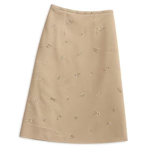 일본 MAKELET 플라워 자수 베이지 A라인 스커트