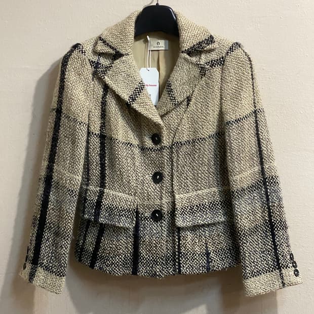 아이그너 체크 트위드 자켓