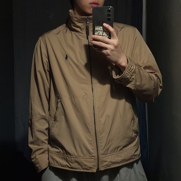 폴로랄프로렌 베이지 네이비포니 아메카지 히든후드 캐주얼자켓 L