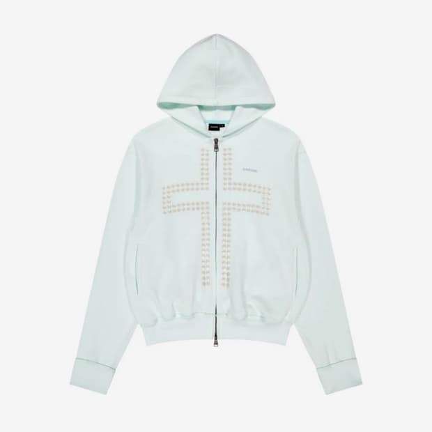 아캄 Cross Rhinestone Zip-Up Hoodie ice 