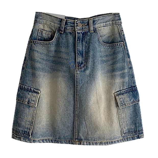 (새상품) 빈티지 카고 데님 미니스커트