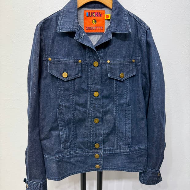 정품) 럭키슈에뜨 자수 데님 청자켓 36