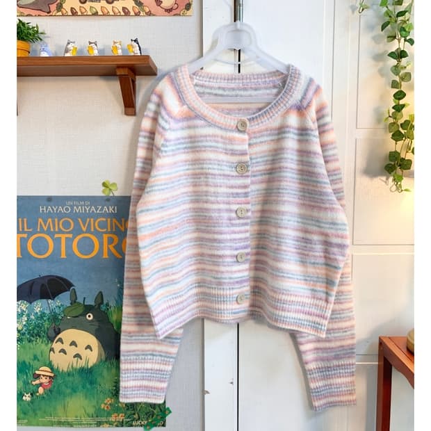 마지 캔디 버튼 가디건 핑크