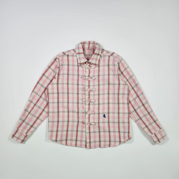 45R 체크무늬 차이나 버튼 셔츠