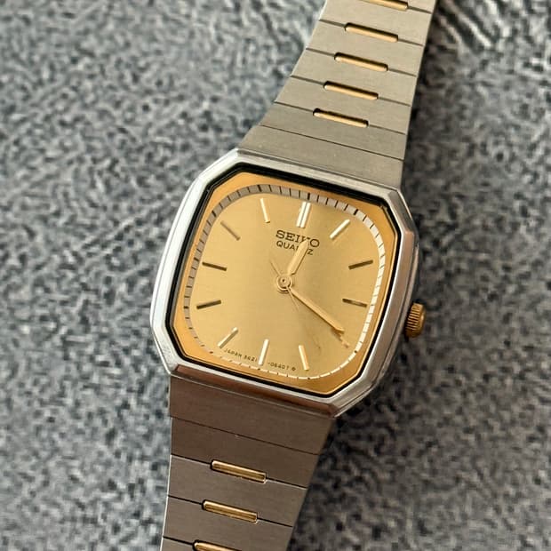 세이코 Seiko 스퀘어 쿼츠 콤비