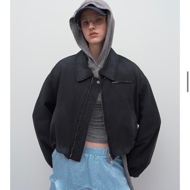 SPRAY WASHED CROPPED PADDED JACKET