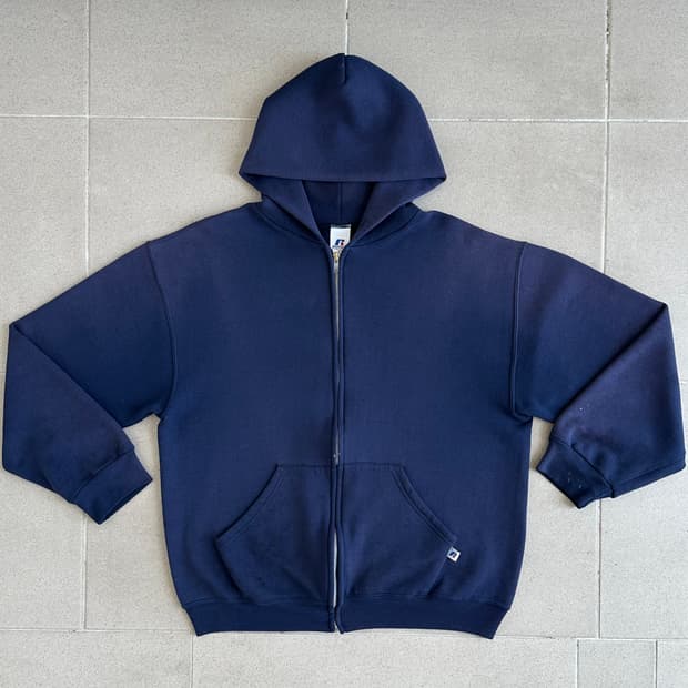00s 빈티지 러셀 후드집업 네이비 M